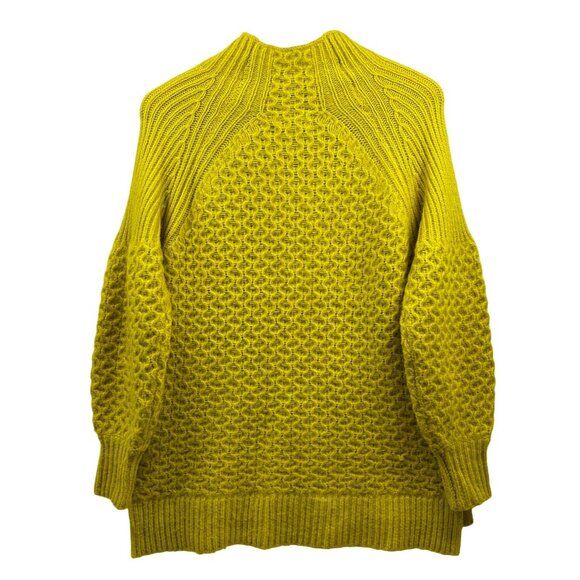 Anthropologie Bia Mock Neck Alpaca Chunky Knit Sweater Womens XS Textured Yellow - Picture 2 of 5